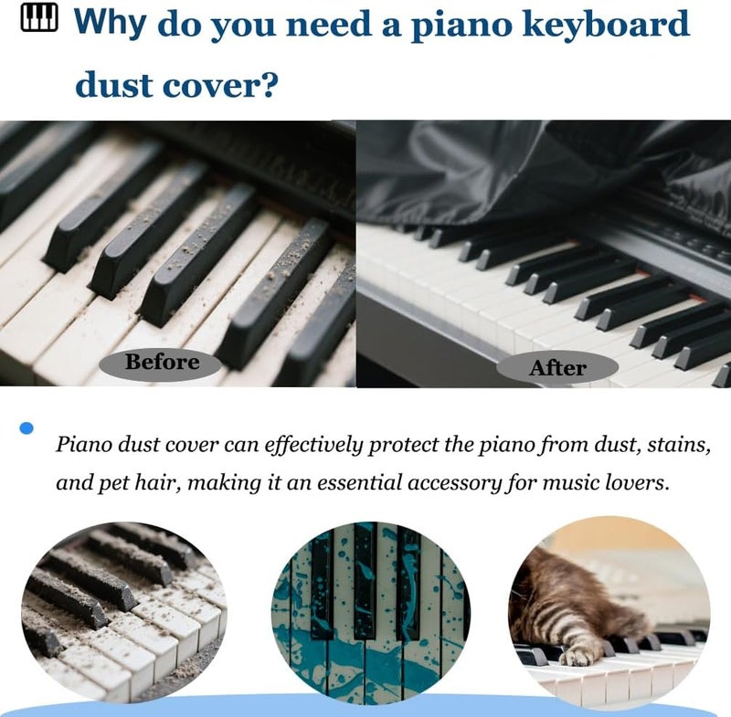 INTOMYTH 88 Keys Piano Keyboard Dust Cover, Water Proof, Digital Electronic Piano Keyboard Covers, Premium Surface Protect Your Music Piano Essential Accessories - Image 4